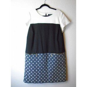 Ellen Tracy Women Dress Sz 16W Career ColorBlock with Gold Zipper Detail So Cute